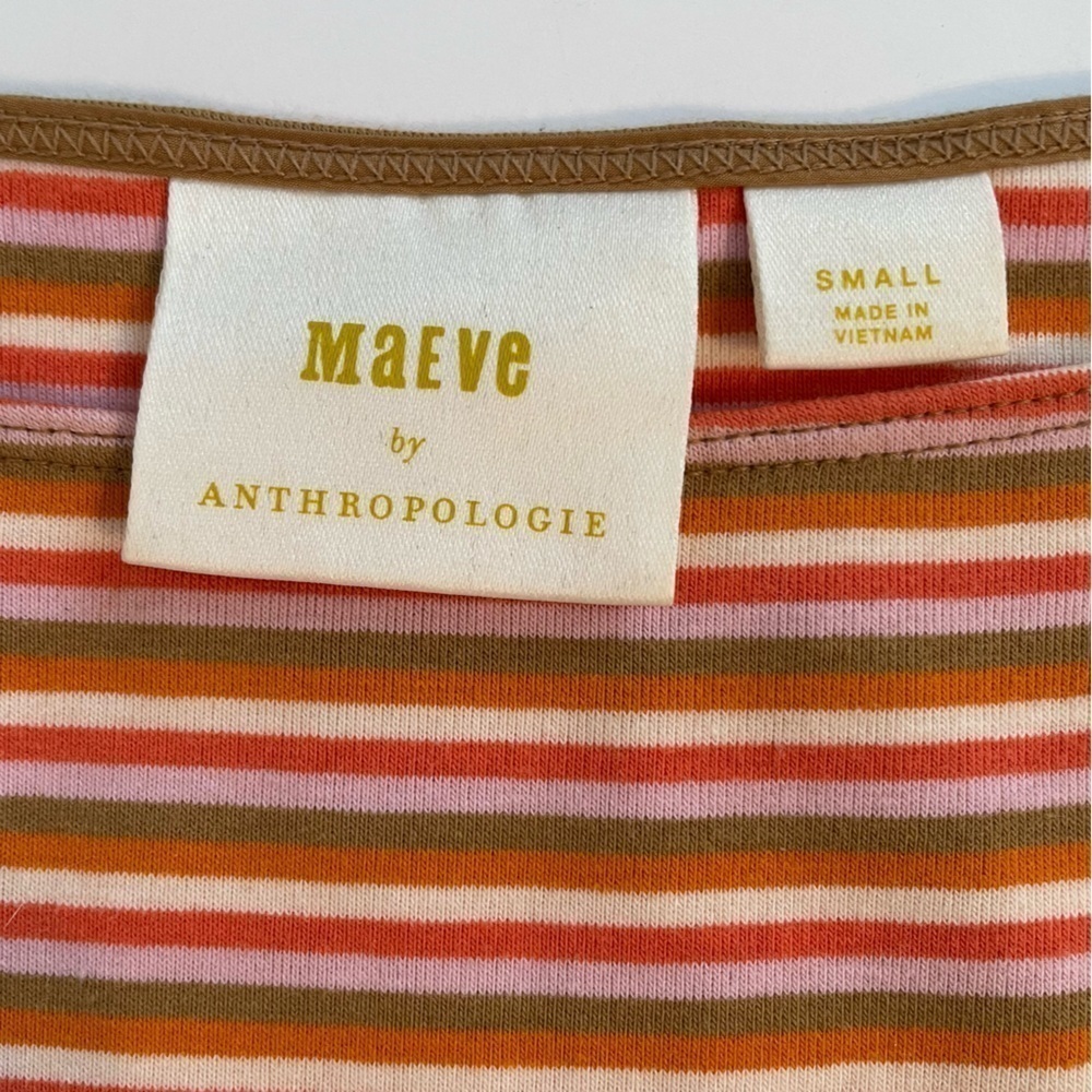 Anthropologie Striped Orange and White Peplum Top - Picture 3 of 14